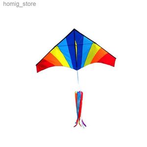 free shipping 180cm rainbow kite flying toys outdoor fun large delta kites windsocks kite string reel for adults kites factory Y240416