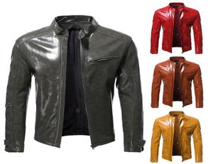 MEN039S PU Leather Casual Jackets Motorradjacke mit Taschen Stand Halsband Full Reißverschluss Biker Schichten S5XL3757337