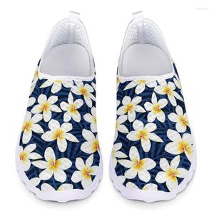 Casual Shoes Yellow Floral Plumeria Flowers Print Loafers Women Sneakers Woman Flats Ladies Slip On For Teenagers Girls 2024 Plus Size