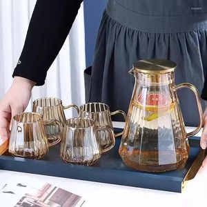 Water Bottles Household 1.5L/ 1.8L Large Capacity Glass Kettle Family Creative Cold Juice Milk Coffee Tea Pot Drinkware