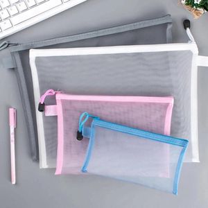 Storage Bags A4/A5/A6 Mesh Zipper Pouch Clear Document Bag Book File Folders Stationery Pencil Case Cosmetic Makeup