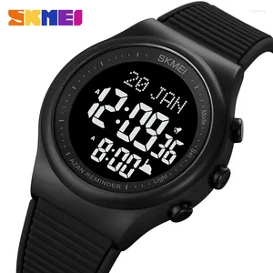 손목 시계 Skmei 1981 Azan Men Watches Qibla Compass Adhan Alarm Hijri 이슬람 손목 Reloj Hombre Back Light Muslim과 함께기도.