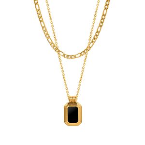 Niche Instagram Personalized Acrylic Layered Necklace with Titanium Steel Gold Plated Double Layer Collar Chain Stainless Steel Jewelry