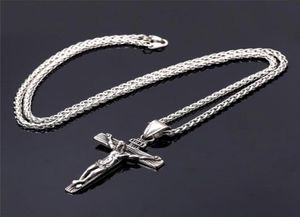 Chains Religious Jesus Cross Necklace For Men Gold Stainless Steel Crucifix Pendant With Chain Necklaces Male Jewelry Gift6649814