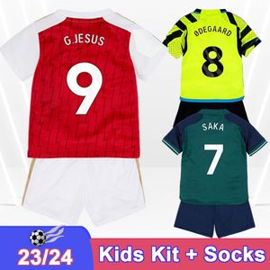 2023 24 SMITH SAKA Kids Kit Soccer Jerseys ODEGAARD G.JESUS MARTINELLI NKETIAH KIWIOR JORGINHO NELSON Home Away 3rd Chid Suit Football Shirts