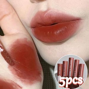 Läppglans koreanska flytande läppstift set 5st varaktiga sexiga röda vattentäta sammet naken non-stick cup läppar ton kvinnor kosmetisk skönhet