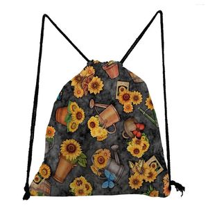 Sacos de compras Sapatos Mochilas de bolsa para estudantes portáteis Amarelo de girassol Softback Casual Casual Refrescante Floral Casa