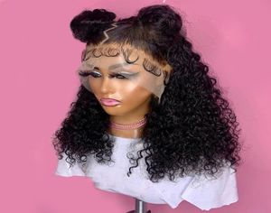 26Inch 180Density Natural Black Natural Hairline Kinky Curly Glueless Lace Front Wig For Black Women With Baby Hair Daily Wigs3244236