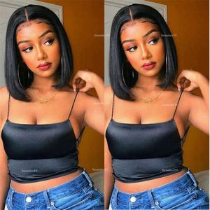 360 150% 13X4x1 T Bob Lace Part Human Wigs Brazilian Straight Remy Wig Pre Plucked Hairline With Baby Hair