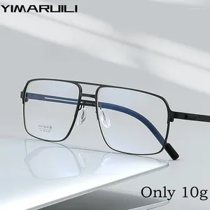 Sunglasses Frames YIMARUILI Ultra-light Fashion Double Bridge Eyewear Titanium Alloy Retro Small Face Optical Prescription Eyeglasses Frame