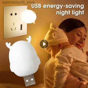Lampor nyanser mini USB LED Night Light Wireless Night Light Laddning Bedroom Kitchen Light Cartoon Decoration Table Childrens Gift Q240416