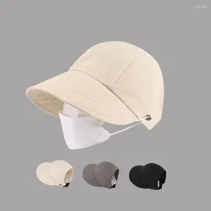 Geniş Memlu Şapkalar Katlanabilir Balıkçı Kapağı Taşınabilir Ayarlanabilir Düz Renkli Güneş Koruma Şapkası Boş Üst Maske Asma Güneş Ekibi Kadınlar