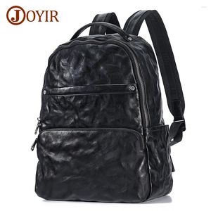 Backpack JOYIR Men Genuine Leather 15.6 Inch Laptop Business Travel Large Vintage Office Notebook Bag Shoolbag Daypack