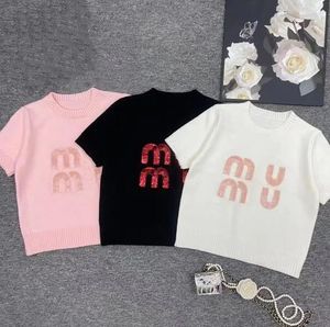 Strickwear neuer Designer T -Shirt Kleidung Frauen Kleidung reine Baumwolle rundes Hals kurzärmelig Schild Buchstaben Druck