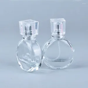 Storage Bottles 25 ML Perfume Bottle Empty Glass Cosmetic Atomizer Acrylic Lid Transparent Portable Spray Refillable Scent-Bottle 10 Pcs