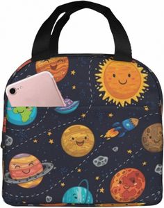 Space Planet Isolated Lunch Bag For Kids Solar System Lunch Box Universe Galaxy Cooler Bag For Boys Girls School Travel Picnic W5ex#