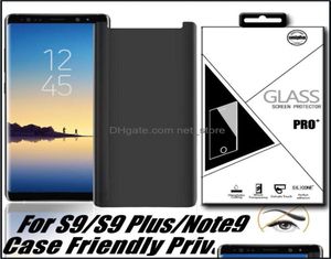 Skärmskyddstelefon Aessory Mobiltelefoner AessoryScase Friendly Privacy Tempered Glass 3D för Samsung Galaxy S10e S10 S9 9 8484909