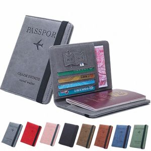 Passaporto in pelle RFID BASSO MULTI-FUCCUNTI DOCUMENTO PACCHETTA PORTATIVA PORTATILE Portafoglio del supporto per porta passaporti Ultra-Sottili L2N1##