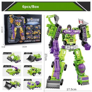 Transformation Toys Alloy Engineering Car Children's Transformation Robot Toy Hercules Star Transformation War God Hexahedral Present Box Set Kids Gifts 6st/Box