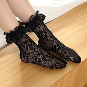 IM5L Sexy Socks Women Sexy Ruffle Princess Socks Frilly Lace Short Socks Ankle Fishnet Maiden Sweet Cute Lolita 240416