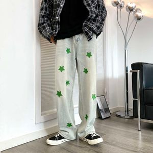 Fashionable Washed Jeans for Men's Autumn Trendy High Street Pants with Star Embroidery Street Dance Pants XZ212-QN509-P45