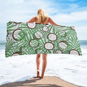 Toalha textura de coco folhas verdes Banho de verão para adultos ânsia de casa de natação praia rapidamente seca