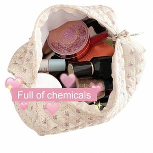 Bolsa de cosméticos feminina coreana bolsa de maquiagem acolchoada bolsa floral estima estética Bolsa de armazenamento de armazenamento cott saco de higieness saco de viagem de viagem Q2ly#