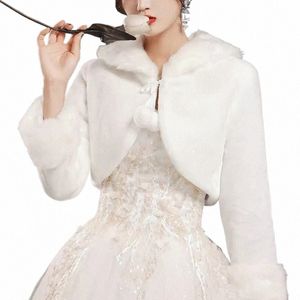 white Wedding Wrap Bridal Shawls Stole Faux Fur Capes Party Shrug Winter Cloak Accories Elegant Queen For Women A8Sf#
