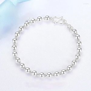 Pendants Silver Color Round Bead Bracelet Women's Smooth Face Buddha Simple National Style Pure
