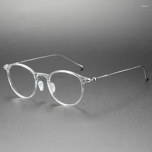 サングラスフレーム最高品質の手作りアセテートチタン処方メガネ豪華な超軽量透明な眼鏡フレームファッションアイウェア