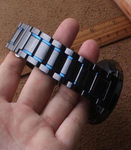 Titta på band keramiska klockband armband band svart med blå färg 20mm 21mm 22mm 23mm 24mm klockor tillbehör mode bälte för 6872956