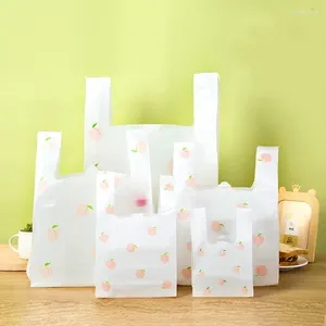 Storage Bags 100pcs Cartoon Fruit Pattern Plastic Handbag Desserts Bread Takeout Packaging Thickening Shop Clothing Portable