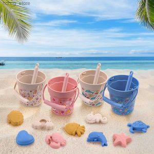 Sand Play Water Fun Childrens Outdoor Silicone Beach Toy Set Beach Dredging Shovel Baby Bathing and Water Gaming Tools Portable Hink Y240416