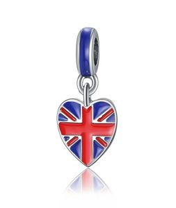 UK Flag Bead European spacer charm fit Heart Bracelet Fits Bracelets Oil Charm Beads4675547