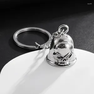 Keychains Retro Gothic Hell Skull Ghost Head Bell Motorcycle Keychain For Men Personalized Biker Exorcism Amulet Jewelry Accessories