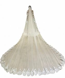 White Ivory Cathedral Bride Lace Veil Wedding e importanti OCNS Metal Comb Wedding Accories Voile Mariage S6AA#