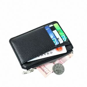 new Fi Zipper Card Holder Small Wallet Large Capacity Ultra-thin Simple Multi-Card Coin Purse for Women and Men V0dV#