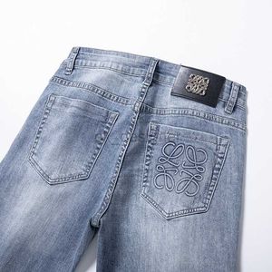 Herr jeans designer mäns jeans vår sommar tunna smala fit amerikansk high-end märke små raka dubbla byxor