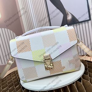 24SS Women Luxurys Projektanci blokady torby skórzane torebki Shuder Crossbody Checkerboard kontrast torebka torebka torebka 25 cm