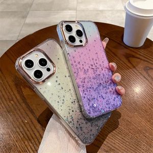 Glitter Gradient Plating Case for iPhone 15 14 13 12 11Pro Max Bling Colorful Acrylic Shockproof Cover for iPhone 15Pro 14Pro