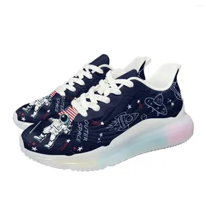 Sapatos casuais instantarts astronauta bandeira americana planeta foguete ladies cool star esportes ao ar livre verão confortável tênis respirável