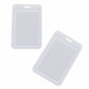 2pcs Simple Transparent Plastic Name Card Cover Bank Card Holder p9Z2#