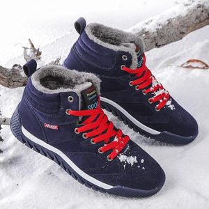 Sapatos casuais 2024 inverno masculino tênis de couro neve de algodão ao ar livre trabalha com sapatilhas altas para caminhadas masculino