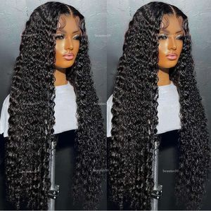 Brazlian Deep Wave 13x4 HD transparente Frontalperücken vorgezogene Remy Curly Spitzenfront -Simulation menschliches Haar Perücken s s