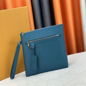 Designer Luxury bag Aerogram Pochette Clutch Bag 40504 Calfskin Blue Men TGIS Bag Best Quality