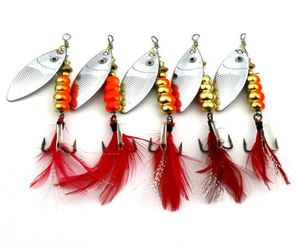 5PCS feather fishing hooksRooster Tail Fishing Spinner Spoon Lures Rotatable Inline Bass Trout Fishing Tackle Baits 75CM12G Sp8486158