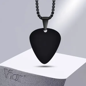 Pendant Necklaces Unique Guitar Pick Necklace For Men Boys Stainless Steel Picks Collar To Music-lovers Gifts Jewelry