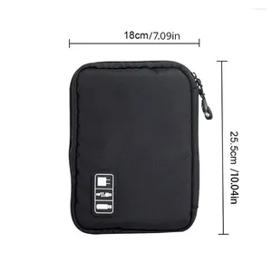 Storage Bags Usb Cable Electronic Accessories Bag Multi Purpose Use Black And Green Rectangular Shape