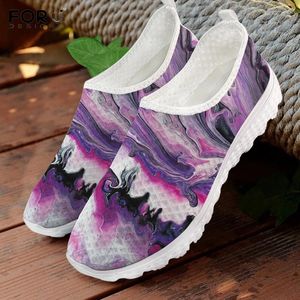 Casual Shoes FORUDESIGNS Purple Marble Pattern Women Slip On Sneakers Brand Design Summer Flat Ladies Breathable Female Footwear