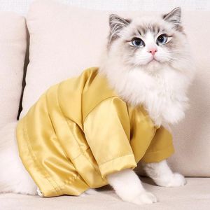 Kattdräkter husdjur kläder sommar silk cool bländar tunn non-stick päls t-shirt